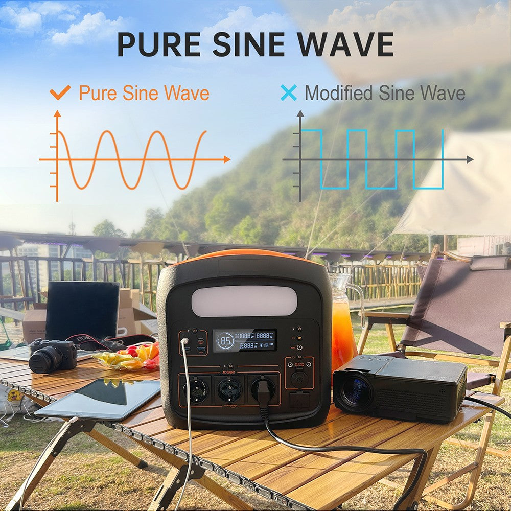 NECESPOW N1200 Portable Power Station, 1100.25Wh LiFePO4 Battery, 3*1200W AC Outlets (2400W Peak), 50Hz Pure Sine Wave Solar Generator for Outdoor Camping, Home Backup and Emergency Use