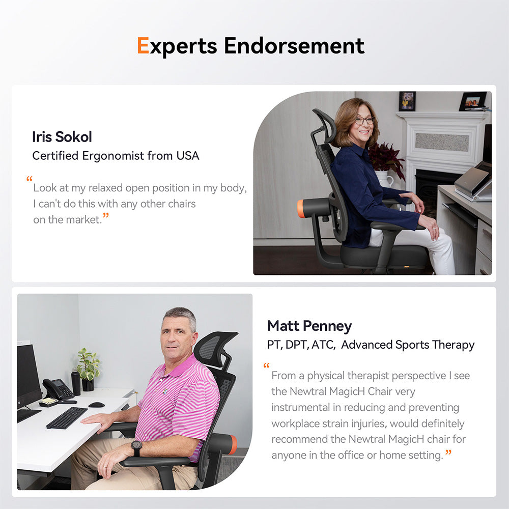 NEWTRAL MAGICH002 Ergonomic Chair, Auto-Following Backrest, Adaptive Lower Back Support, Adjustable Headrest Seat Depth, 4D Armrest Recliner, 3 Positions to Lock