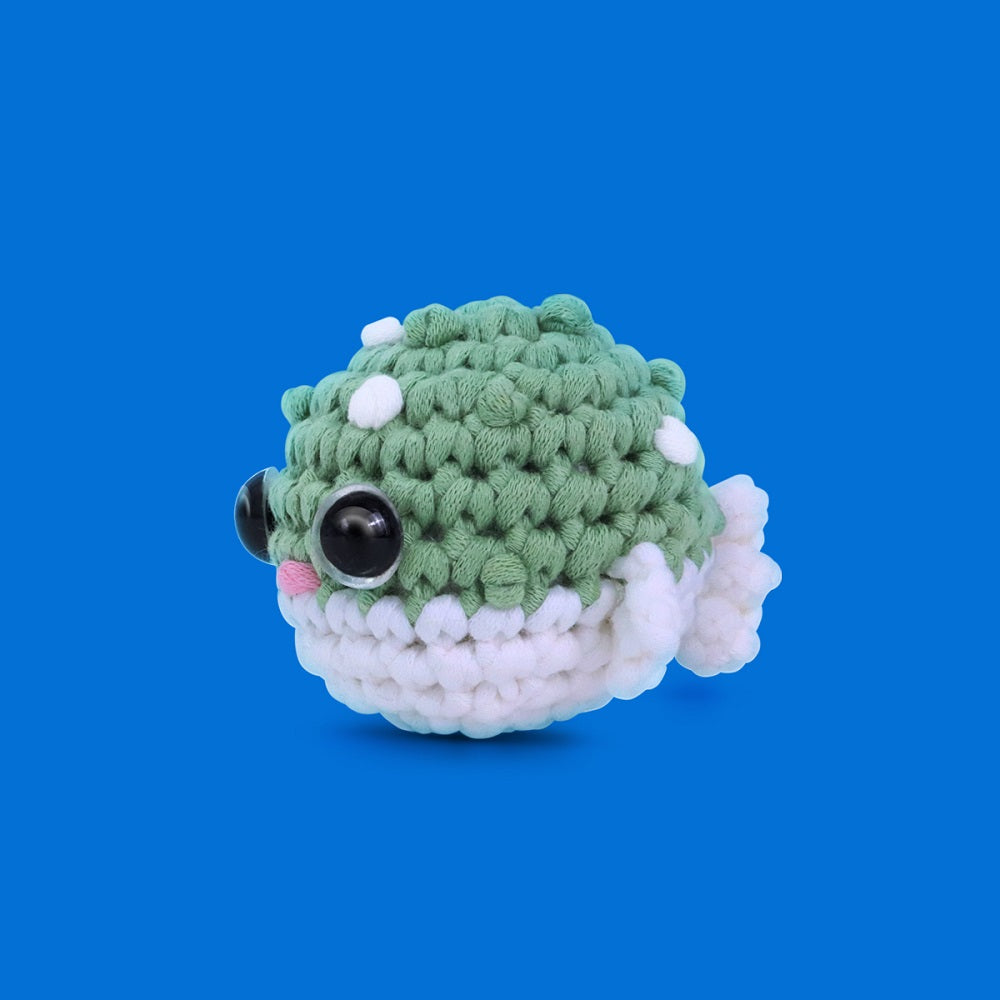 NestledCrafts Crochet Kit for Beginners, Amigurumi Animal Kit, with Step-by-Step Video Tutorials - Anglerpuff