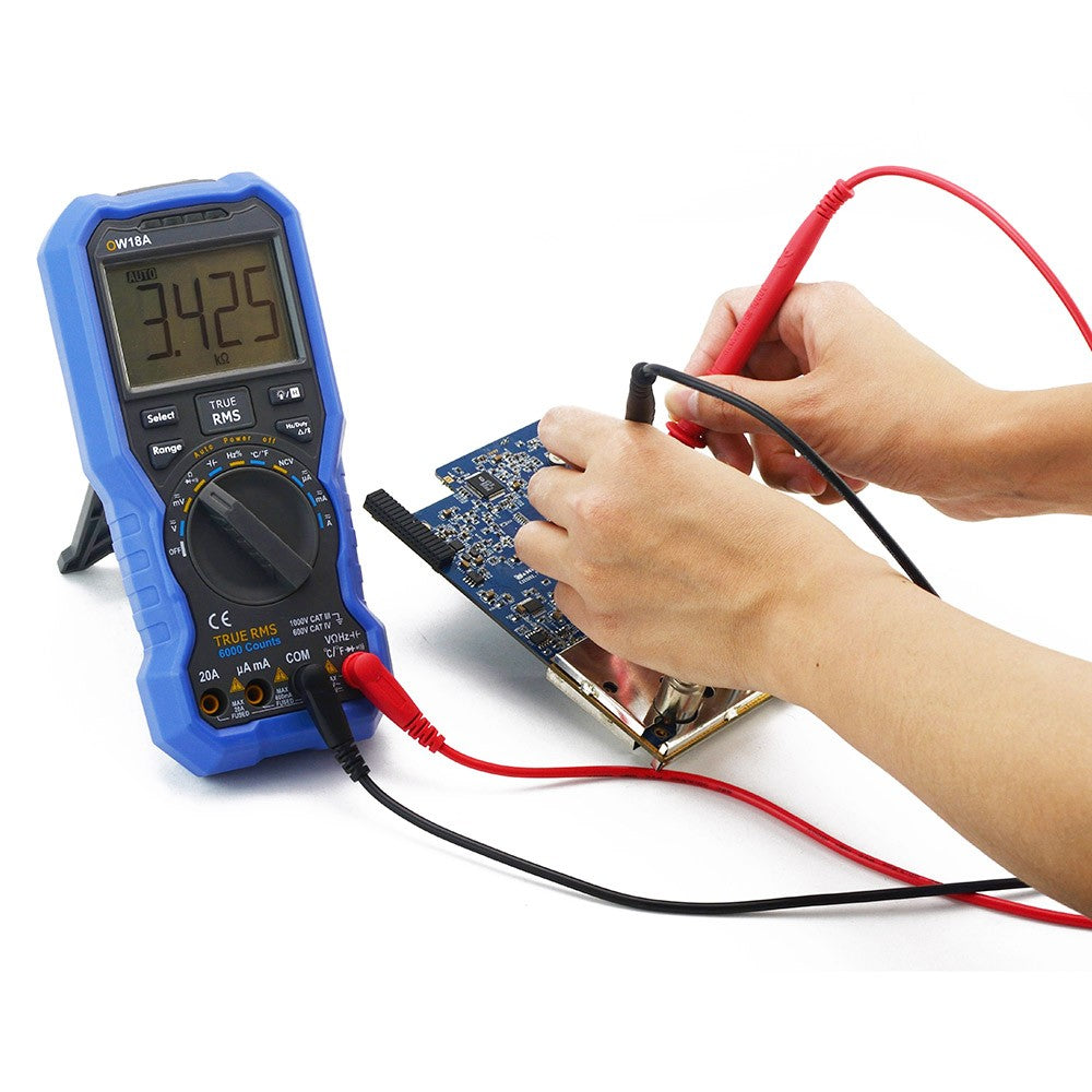 OWON OW18B Bluetooth Multimeter, Thermometer Data Logger, 5999 Counts, NCV Non-Contact Voltage Sense, True RMS Test, Support Android, iOS, Flashlight Function