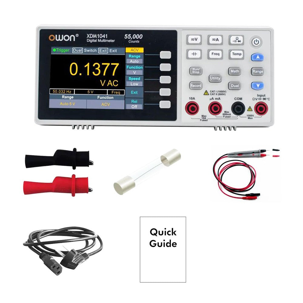 OWON XDM1041 Digital Multimeter with 55000 Counts, True RMS, High Accuracy, with 3.5-inch TFT LCD Screen - EU Plug