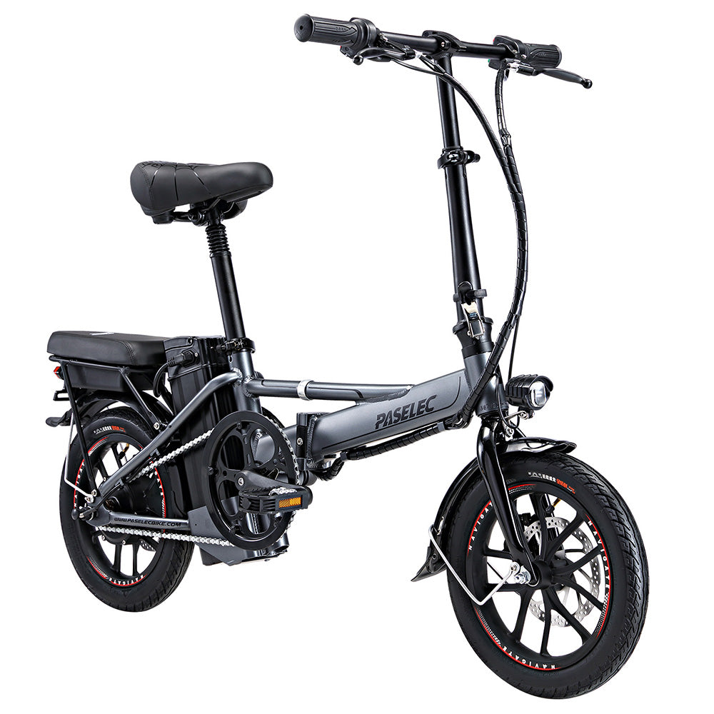 PASELEC Mini Folding Electric Bike, 400W Motor, 48V 13AH Battery, 14*1.95-inch Tire, 40km/h Max Speed, 60km Range, Mechanical Disc Brakes, Aluminum Alloy Front Fork, LED Display - Grey