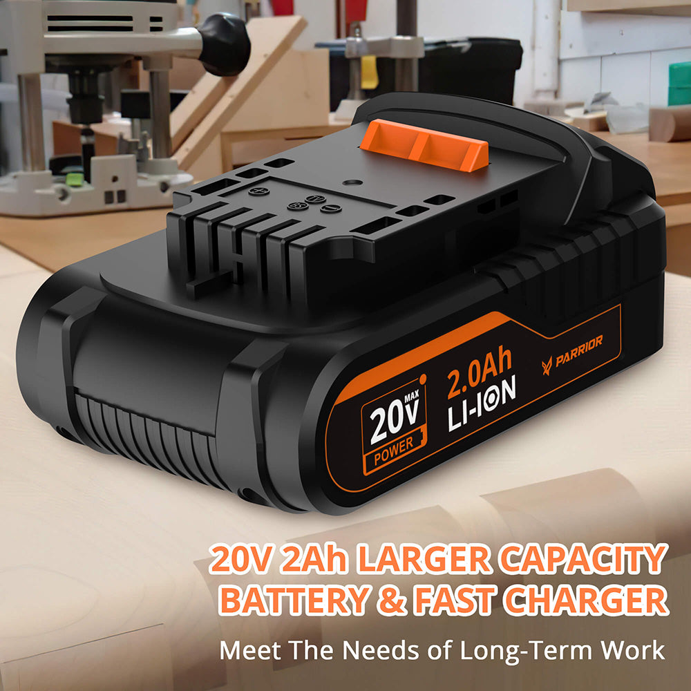 Parrior MD07 20V Electric Cordless Rotary Tool Kit, with 2.0Ah Battery, Soft Shaft Handle & 56pcs Accessories, 5000-34000RPM Variable Speed