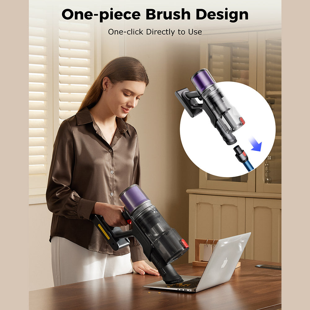 Proscenic P16 Flexible Battery Vacuum Cleaner, 550 W/45 Kpa, 55 Mins Vacuum Cleaner, Wireless with Touchscreen Folding Tube, Green Light, Wall-Mounted Charging Station, Anti-Tangle for Carpet, Hard