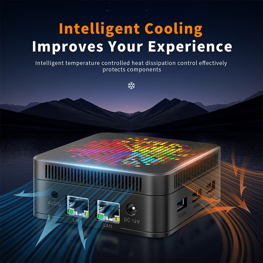 RUPA HSI-100MINI Mini PC, Intel N100 4 Cores Max 3.4GHz, 12GB RAM 512GB SSD, 3*HDMI 4K 60Hz Triple Screen Display, WiFi 6 Bluetooth 5.2, 3*USB 3.0 2*RJ45 1* 3.5mm Audio