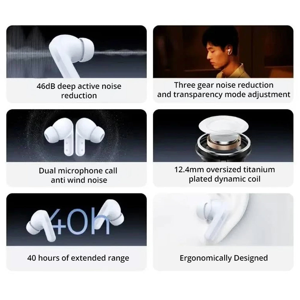 Redmi Buds 5 TWS Earbuds, 46dB ANC 4 EQ Sound Bluetooth 5.3 Chinese Version - White