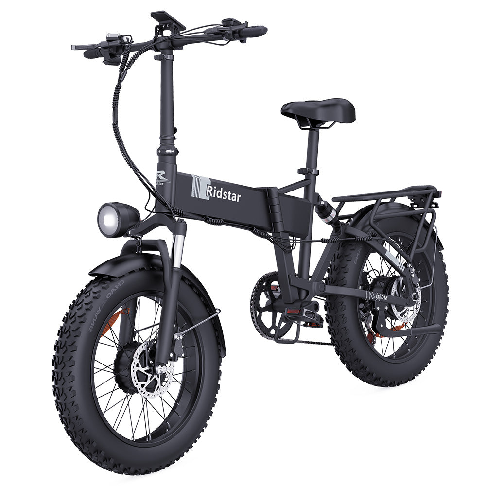 Ridstar H20 Pro Electric Bike, 1000W*2 Motor, 48V 23AH Battery, 20*4 Inch Fat Tires, 49km/h Max Speed, 112km Range, Hydraulic Disc Brake, Front and Rear Shock Absorber, Shimano 7-speed