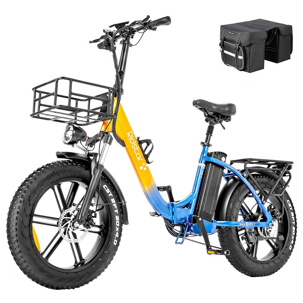Ridstar MN20 Electric Bike, 500W Motor, 20*4.0 inch Fat Tire, 48V 20Ah Battery, 48km/h Max Speed, 150kg Max Load, 50-70km Range, Shimano 7-speed, Dual Mechanical Disc Brakes