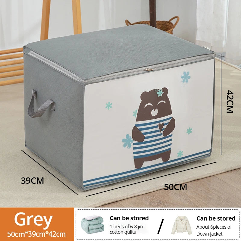 1ks velkokapacitní úložný sáček na oblečení Organizér s vyztuženou rukojetí Na přikrývky Povlečení Skládací s úložným sáčkem na zip