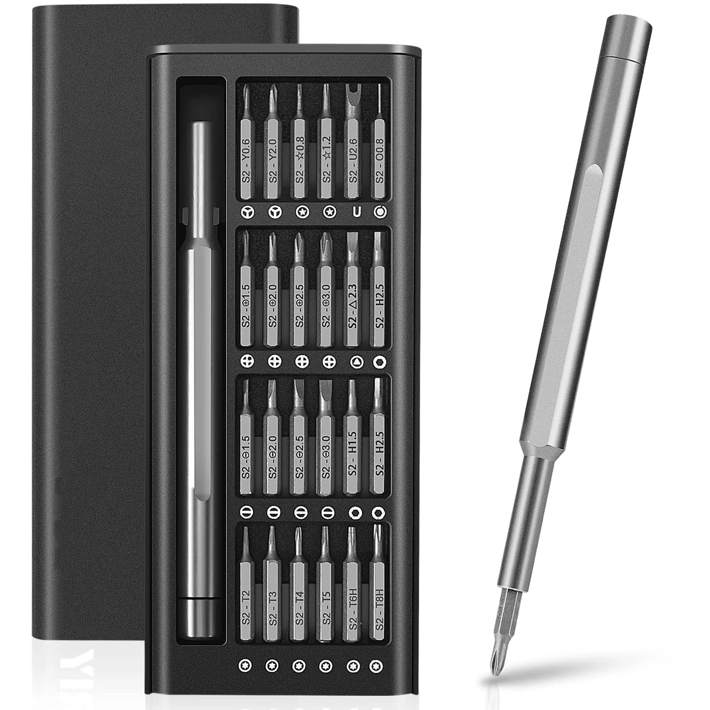 Sada přesného magnetického šroubováku, 25 v 1 s 24dílnou sadou mini kapesního šroubováku, malá sada na opravu pro mobilní telefon/PC/Came