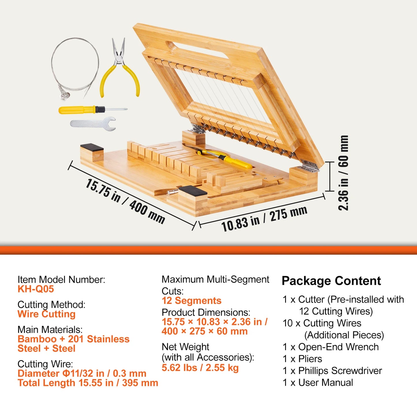 Řezačka na mýdlo VEVOR Řezá 1-12 tyčinek přesně a přesně Řeže tyče o průměru 1 palce Kráječ na bambusové mýdlo s ocelovým drátem Multi ručně vyráběné mýdlo