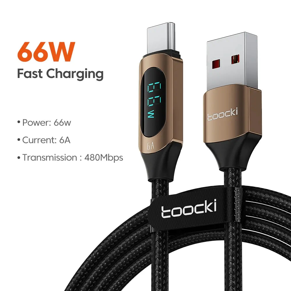 Kabel Toocki Type C to Type C 100W PD rychlonabíjecí nabíječka USB C to USB C Display kabel pro Xiaomi POCO F3 Realme Macbook iPad