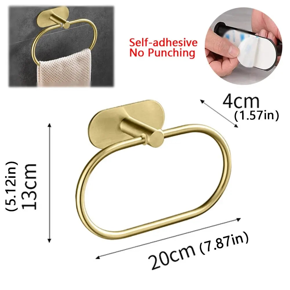 Držák na ručníky z nerezové oceli Samolepicí stojan na ručníky do koupelny Černý Věšák na myčku Kruhová tyč Kolejnice Příslušenství pro úložné prostory v kuchyni