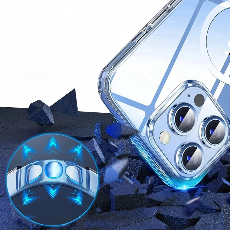 Akrylové magnetické pouzdro pro iPhone 16 15 14 13 12 Pro Max Luxusní ultra čirý kryt Magsafe nárazuvzdorný PC+TPU Shell silikonové obaly