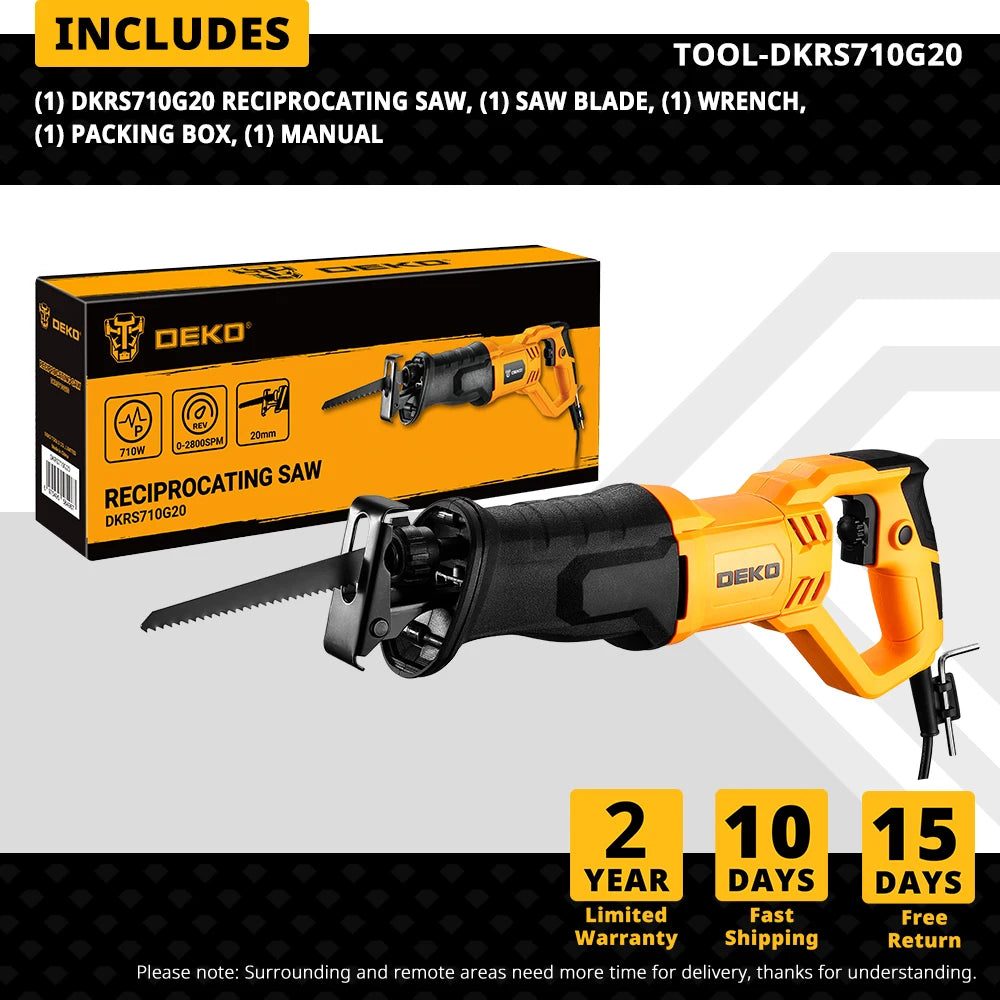 DEKO NEW DKRS710G20 710W elektrická přímočará pila s pilovými listy Přímočaré řetězové pily na dřevo Elektrické nářadí pro kutily