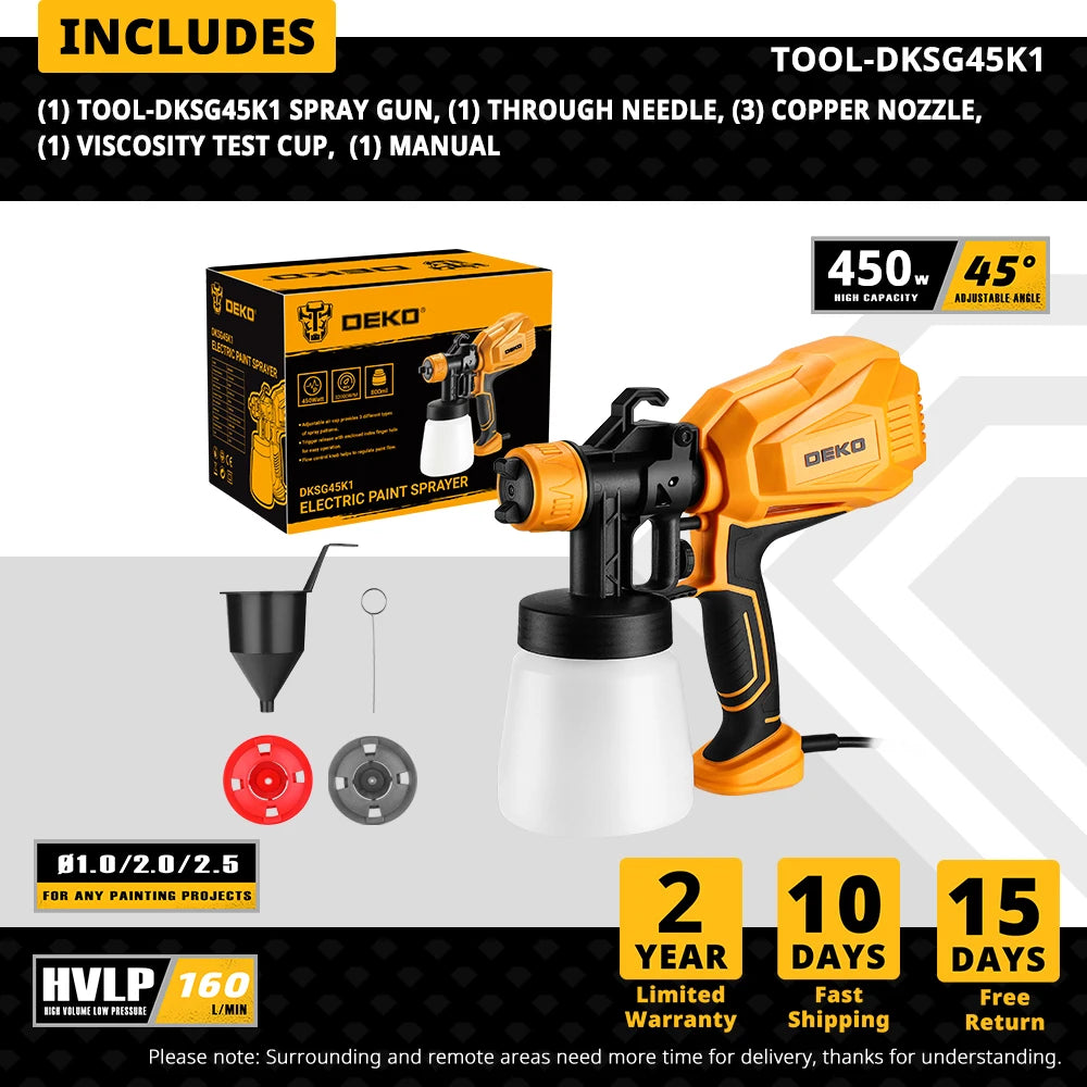 DEKO Nový produkt DKSG45K1 450W VYSOKÝ VÝKON DOMÁCÍ ELEKTRICKÁ STŘÍKACÍ PISTOLE Pro domácí kutily