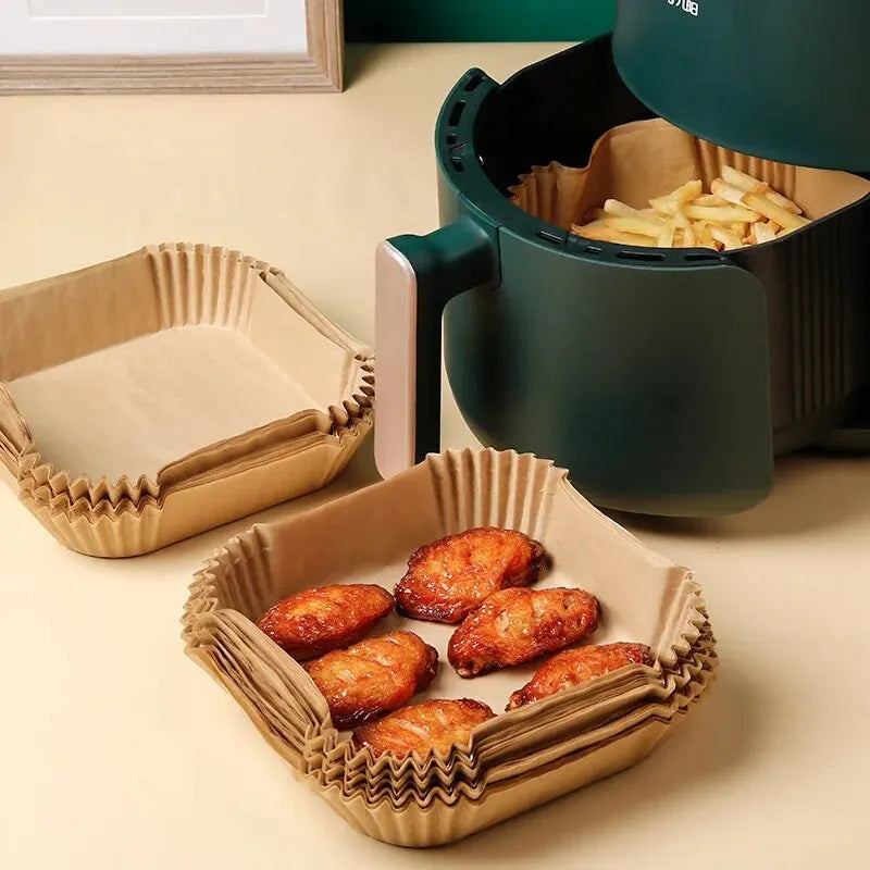 50ks/set Air Fryer Jednorázový papír Pergamen Parní hrnec na celulózu Cheesecake Air Fryer Příslušenství Pečicí papír pro vzduchovou fritézu