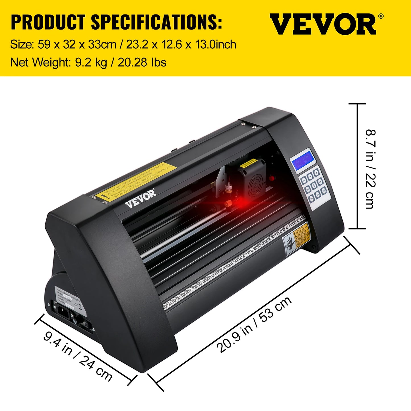 VEVOR 14palcový poloautomatický vinylový řezací plotter 375mm řezací tiskárna s papíry 3 břity LCD displej SIGNMASTER Software