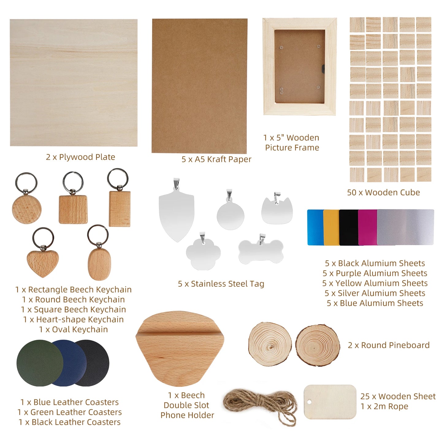 125PCS laserový materiál pro všechny laserové CNC rytce