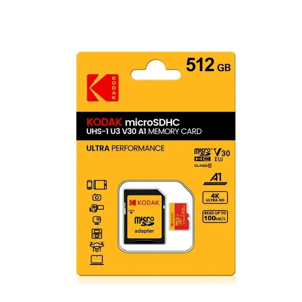 Karta KODAK MicroSD Červená paměťová karta Class10 32 GB 64 GB 128 GB 256 GB U3 4K Vysokorychlostní paměť Flash TF Flash karty pro telefon