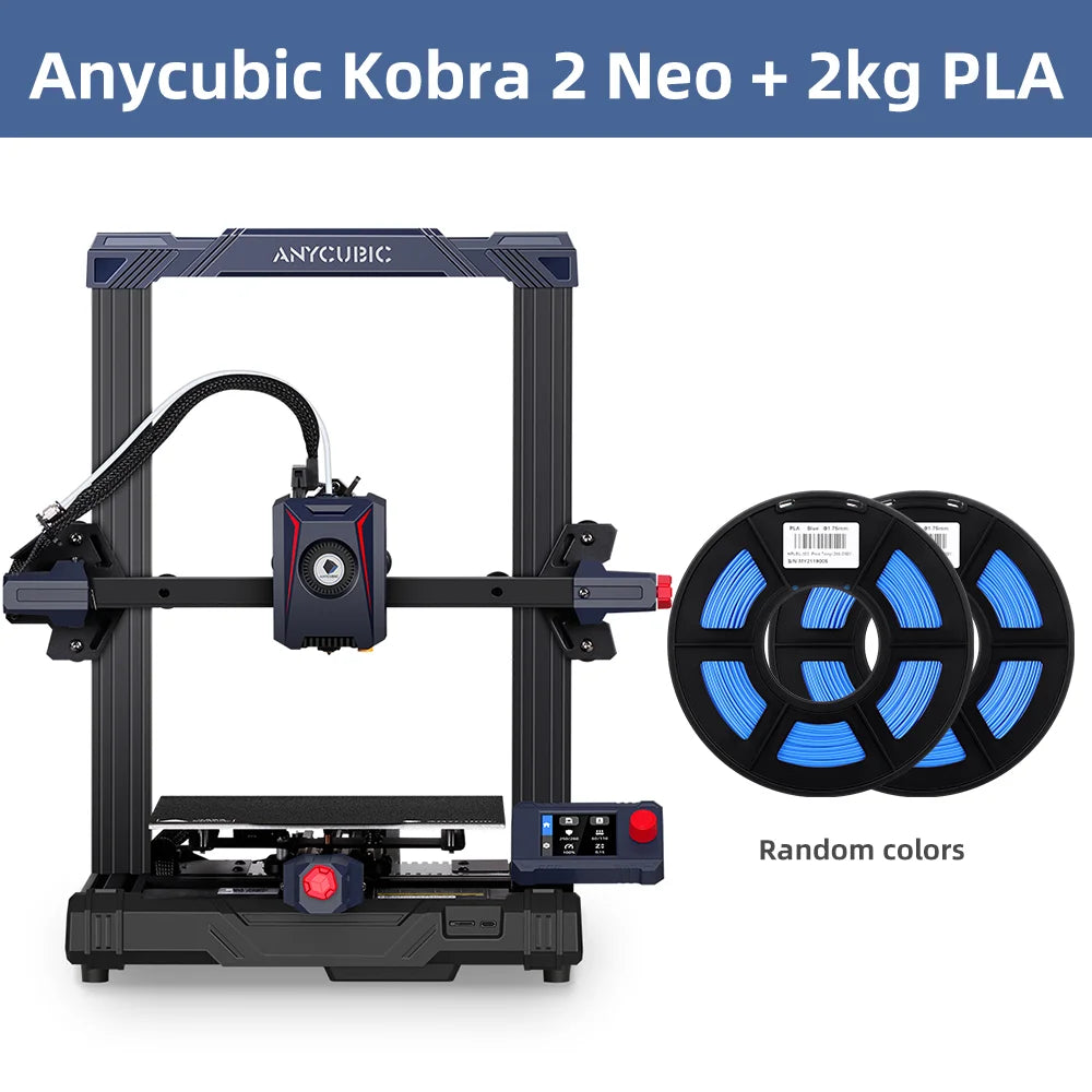 3D tiskárna ANYCUBIC Kobra 2 Neo FDM s maximální rychlostí tisku 250 mm/s Velikost sestavení 9,8 x 8,7 x 8,7 palce/250 x 220 x 220 mm 25bodové vyrovnávání