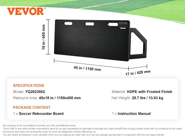 VEVOR Fotbalová odrazová deska Přenosná fotbalová stěna se 2 úhly odskoku Skládací odrazová deska z HDPE zpětného rázu