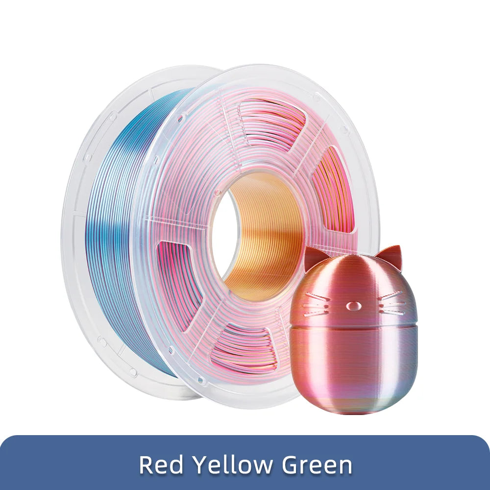 ANYCUBIC Silk PLA dvoubarevný tříbarevný 1,75 mm PLA vlákno 1 kg pro FDM 3D tiskárnu Shine Bright Vícebarevný 3D tiskový materiál