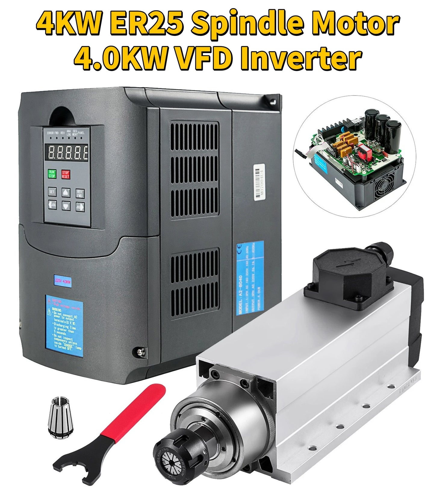 Vzduchem chlazený vřetenový motor VEVOR 0,8KW 1,5KW 2,2KW 4KW VFD měnič s proměnnou frekvencí 220V pro CNC gravírování a frézování
