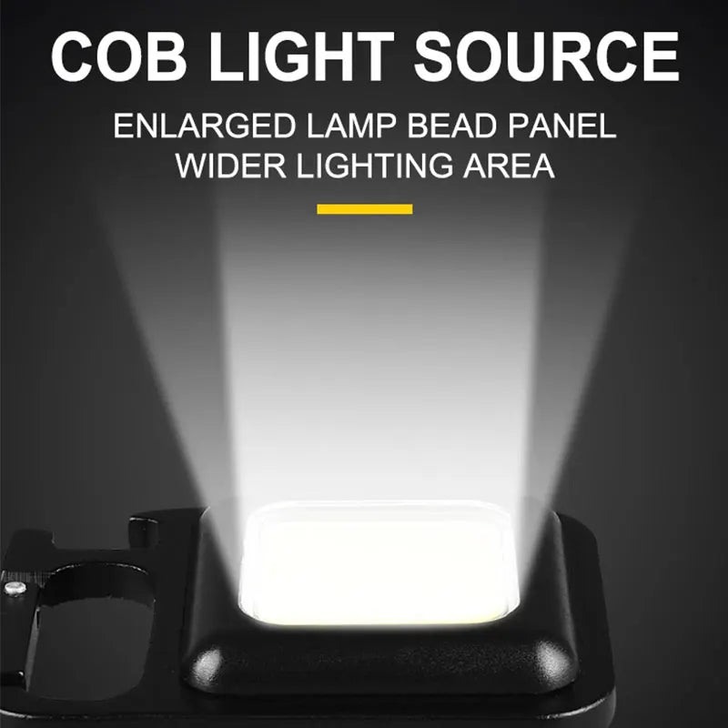 COB LED mini svítilna Super jasná EDC klíčenka venkovní nouzová kempingová kapesní svítilna s vývrtkou s magnetem na ocas