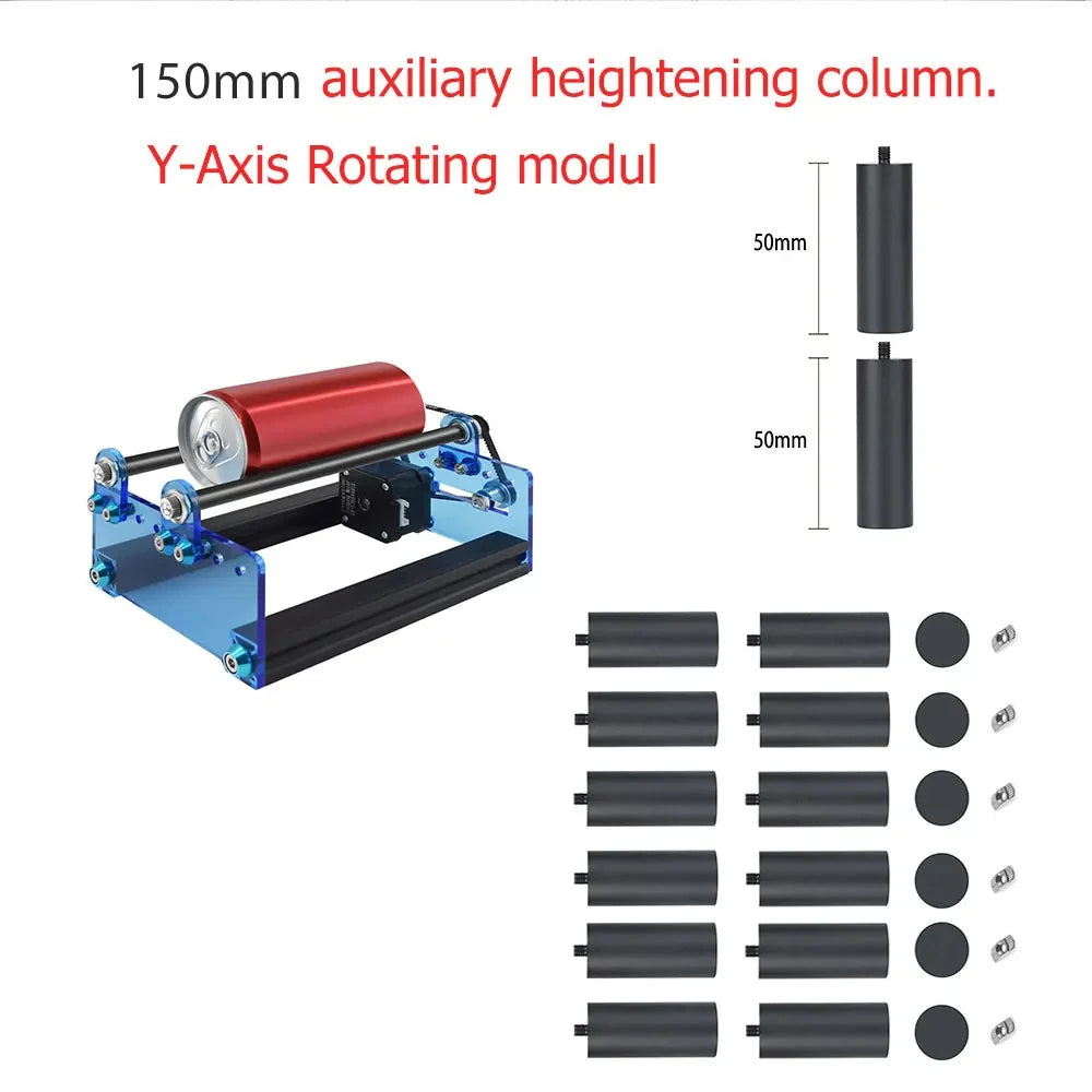 TWOTREES Laser Univerzální laserový gravírovací stroj Rotační válec s hřídelí v ose Y Rotační válec otočný o 360 stupňů Pro gravírování válcových předmětů