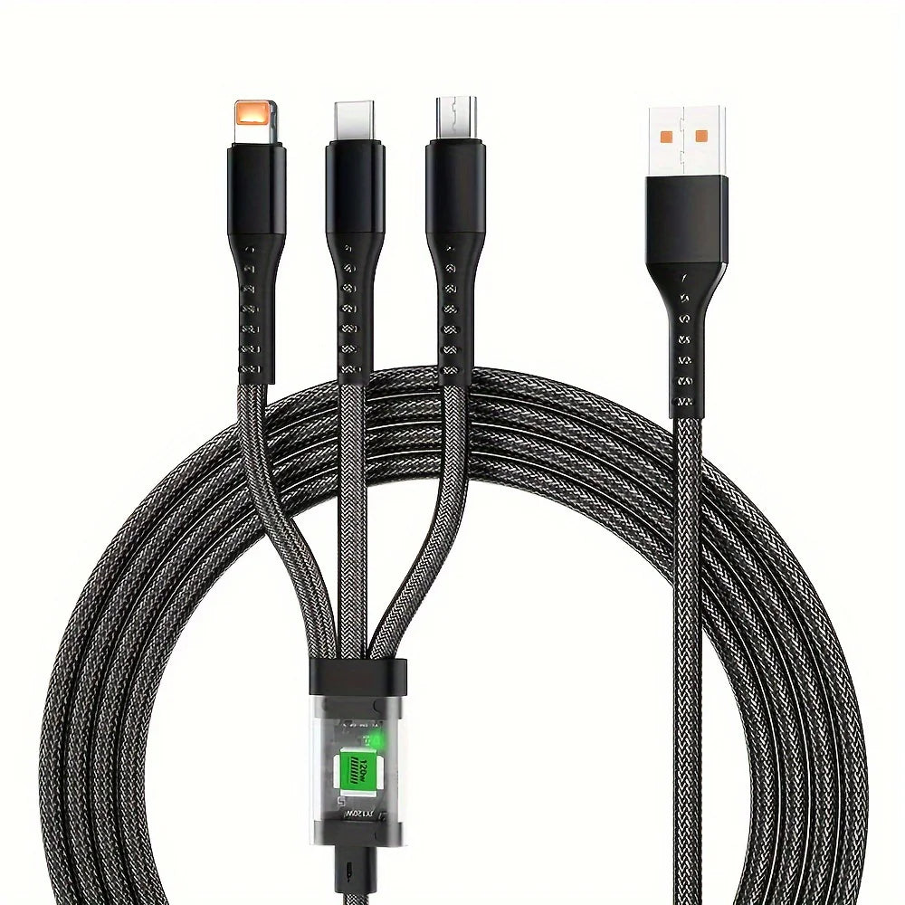 Datový kabel 3-V-1 120W/100W pro iPhone 15-7 Kabel pro rychlé nabíjení USB to TypeC 8pin Mirco USB pro Samsung Huawei Xiaomi USB C