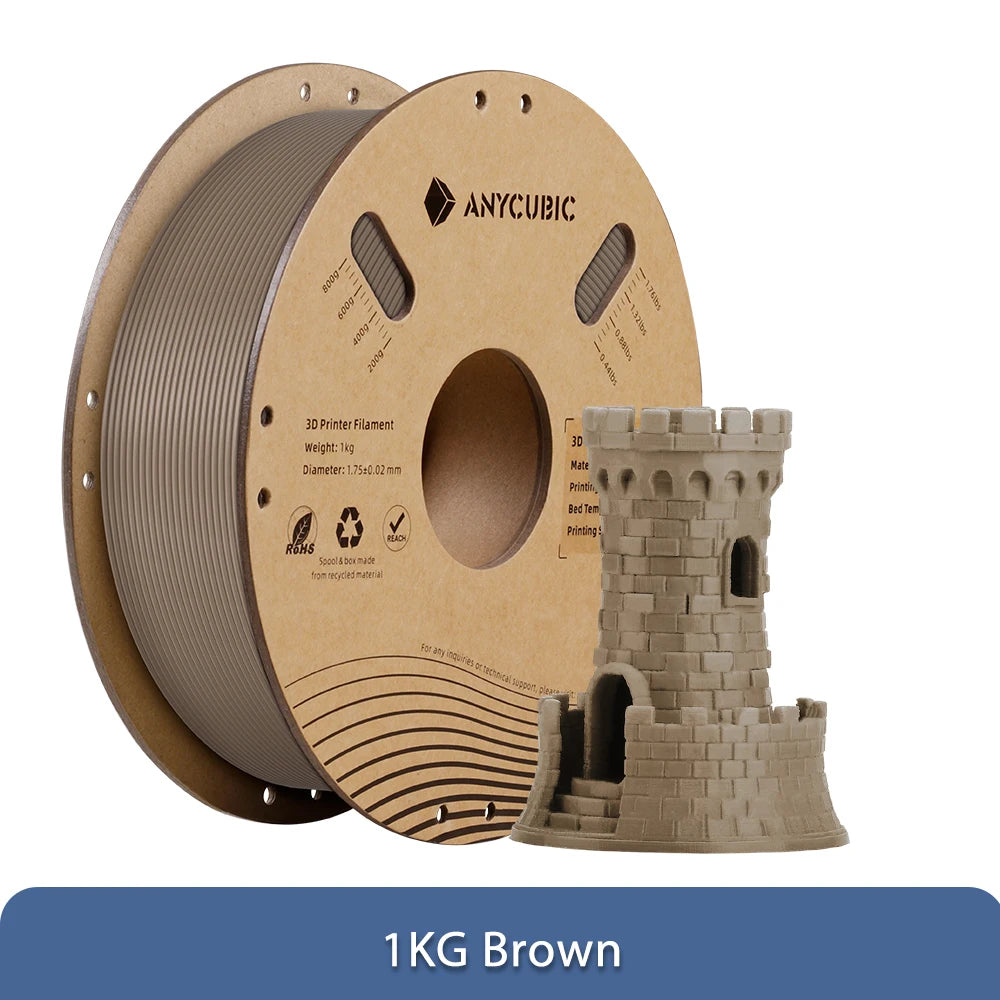 ANYCUBIC 3D tiskárna PLA Vícebarevné vlákno 1,75 mm 1 kg/role Plastová pryž Spotřební materiál pro FDM 3D tiskárnu Kobra