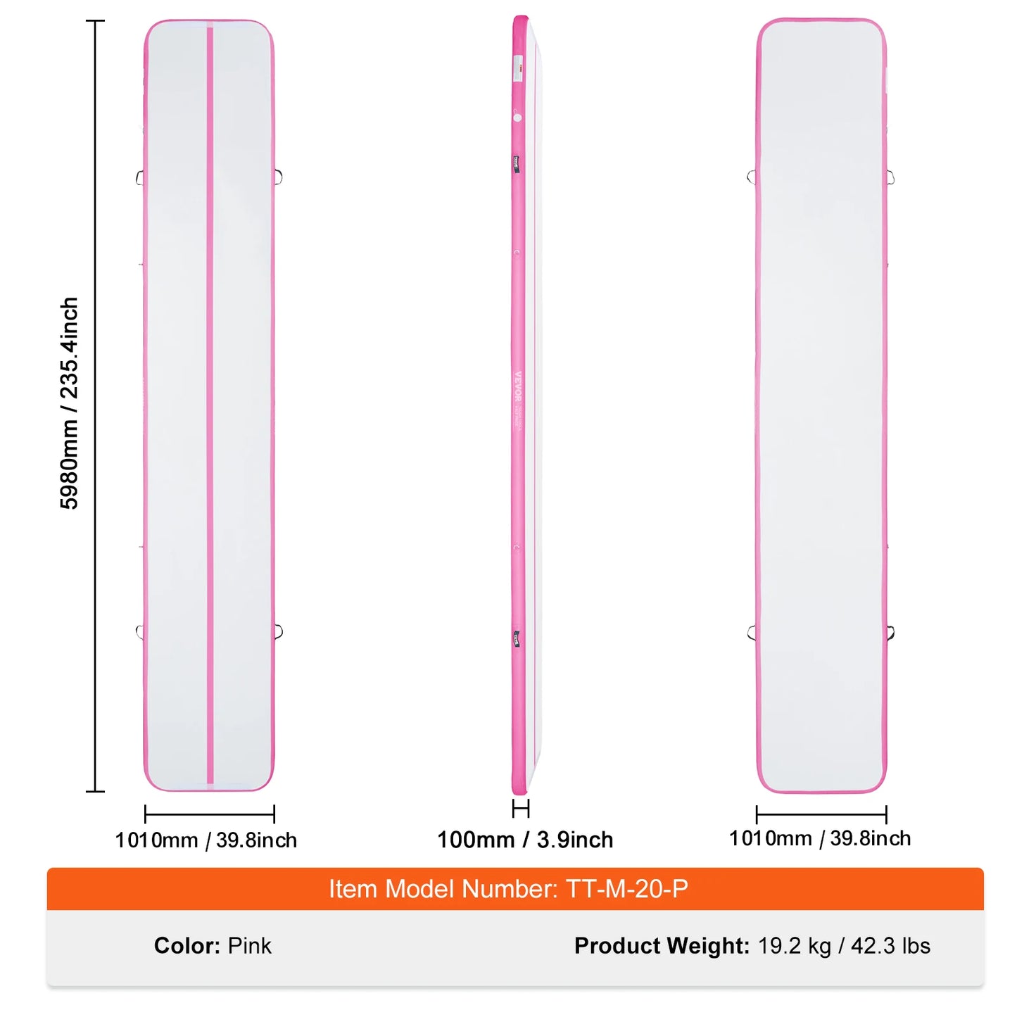 VEVOR Gymnastická vzduchová podložka 4palcová tlustá bubnová dráha s elektrickou pumpou Pro domácí použití Jóga v tělocvičně Roztleskávačka Beach Park Voda