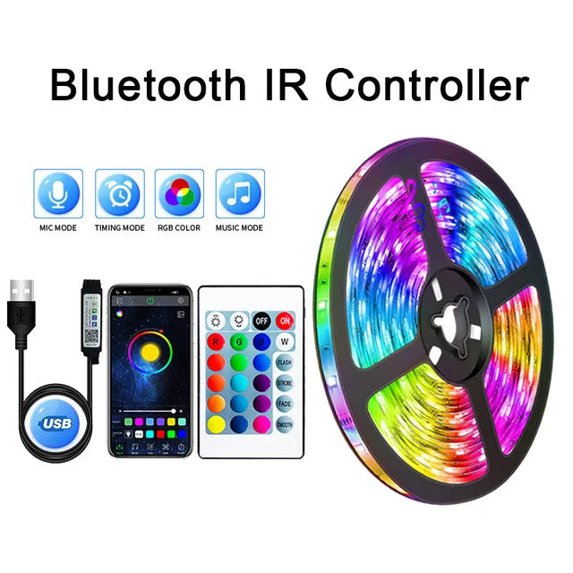 LED pásek RGB 5050 WS2812b Ovládání Bluetooth aplikací Chasing Efekt Světla Flexibilní páska Dioda Stuha TV Podsvícení Ložnice Dekorace