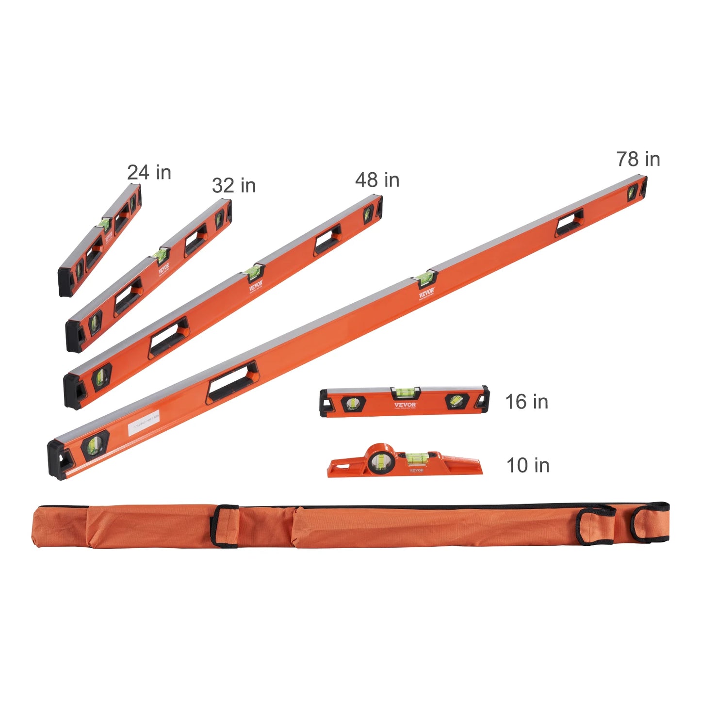 Magnetické torpédo VEVOR, úroveň 48/24/16/10 v mechanickém pravítko sady bublinek pro 45/90/180 stupňů hliníkové slitiny