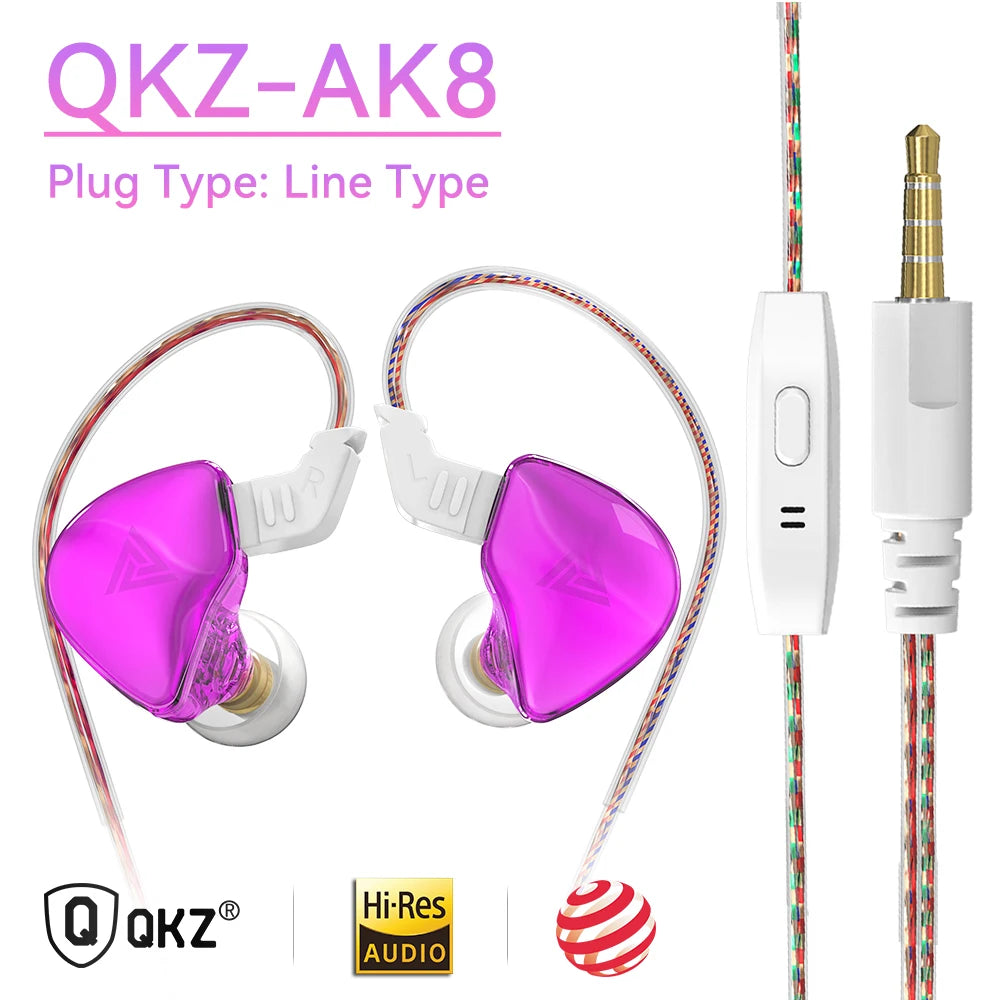 Originální QKZ AK6 DAY Dynamická HIFI Heavy Bass sluchátka 3,5MM In-Ear Monitor Sluchátka s mikrofonem Stereo Hudba Sportovní Herní Headset AK8