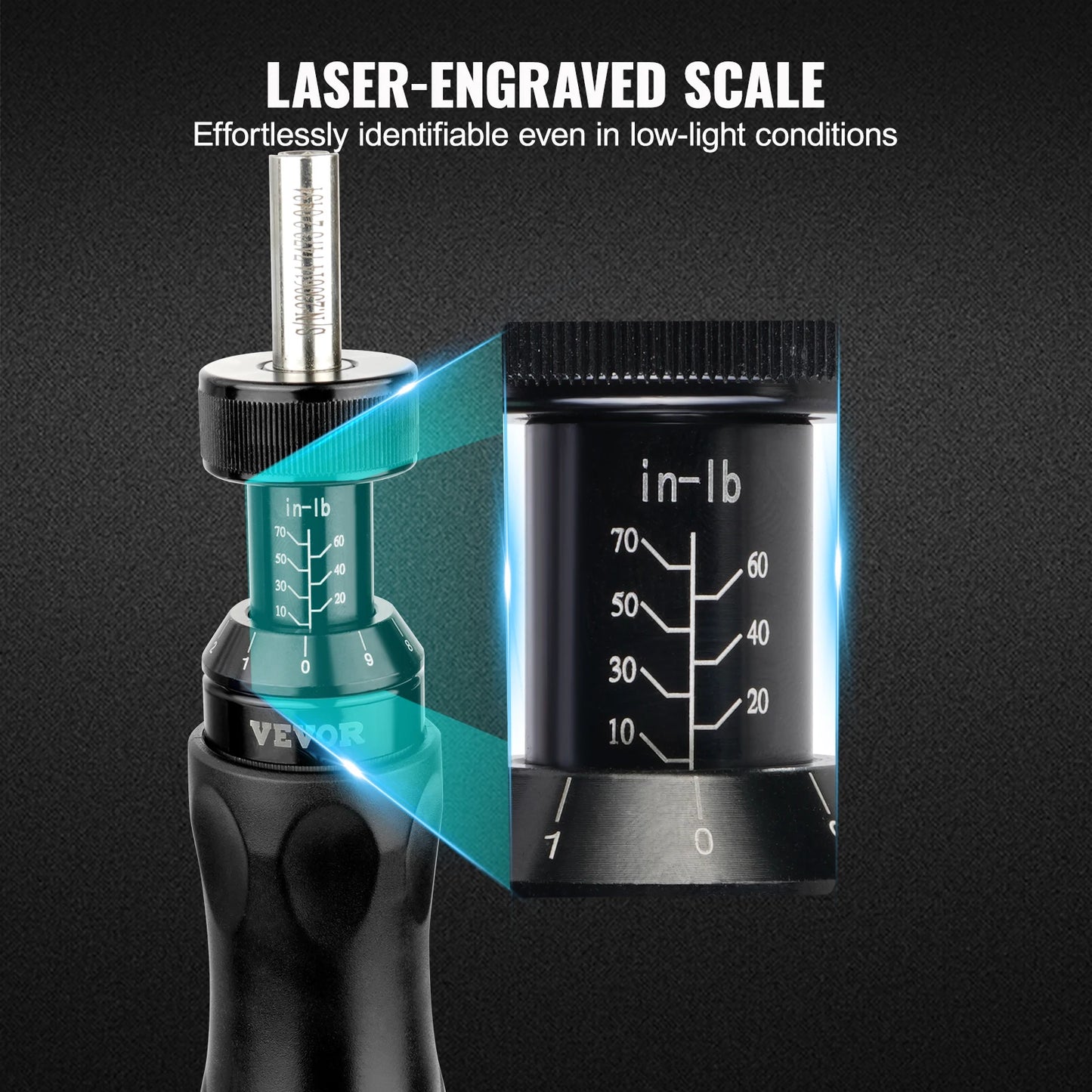 VEVOR 1/4" momentový šroubovák Hnací šroubovák Momentový klíč Elektrikář Momentový šroubovák se stupnicí 10-70 in/lbs Moment