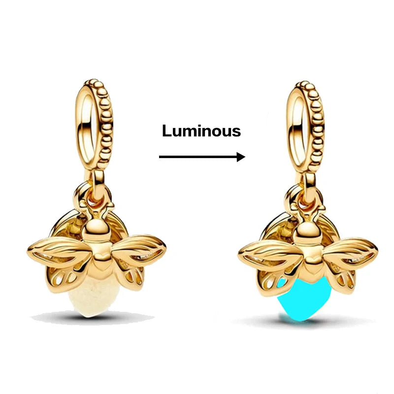 Hot Sale Night Glow Firefly Charm korálky pro Pandora 925 originální náramek ženy 925 stříbrný přívěsek korálek DIY šperků dárek