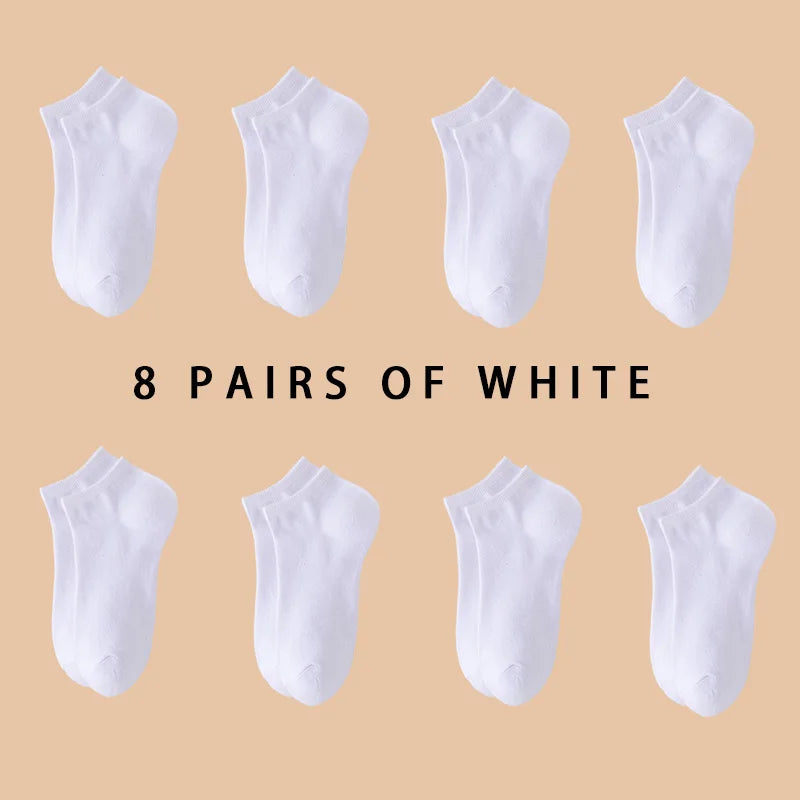 8 párů Dámské/Mužské lodní ponožky Neviditelné Nízký střih Silikonové Neklouzavé Léto No-Show Kotníkové ponožky Jednobarevné Ležérní Prodyšné