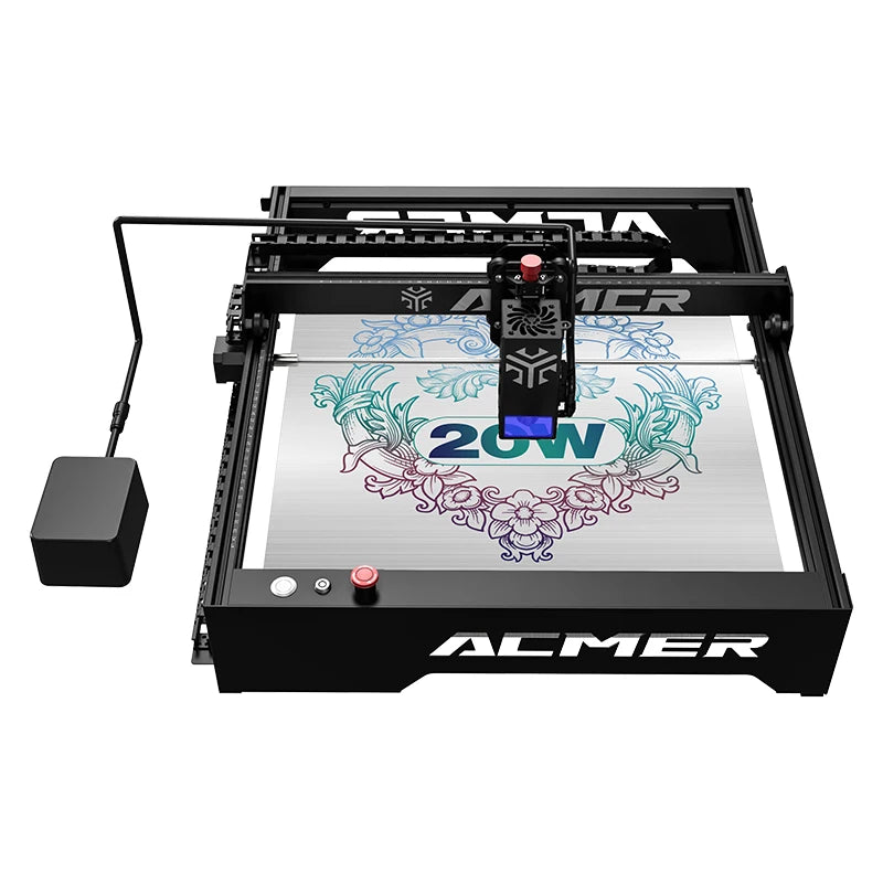 ACMER P1 20W laserový gravírovací řezací stroj Automatický vzduchový asistenční systém APP Wifi Control Kov Dřevo Kůže LaserCuttingMachine