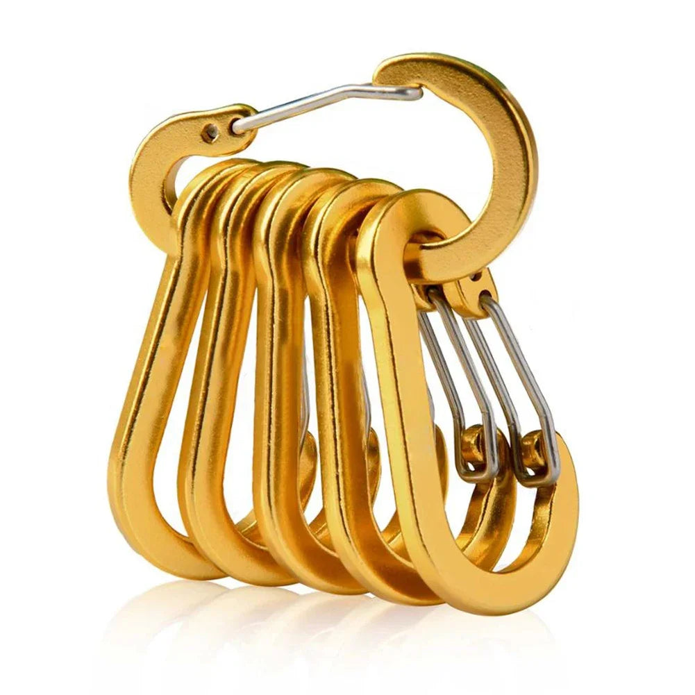 6ks Karabina Přívěsek na klíče z hliníkové slitiny Zámek Přezka Snap D-kroužek Venkovní batoh Camping Multitool Rybaření Turistický háček