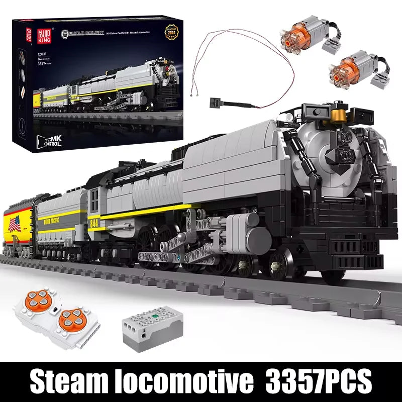 Mold King 12031 technický stavební blok vozu Dálkové ovládání Union Pacific 844 sestava modelu parní lokomotivy Vlak Hračky z cihel