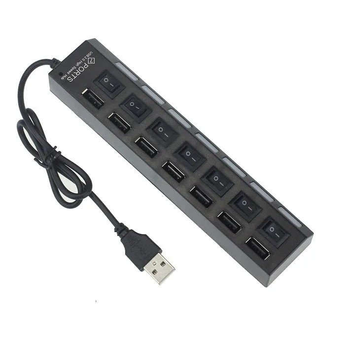 Rozbočovač USB Adaptér 7 v 1 Více portů Použití napájecího adaptéru Extensor USB 2.0 PC Počítačové příslušenství Přepínač USB pro PC USB port Laptop