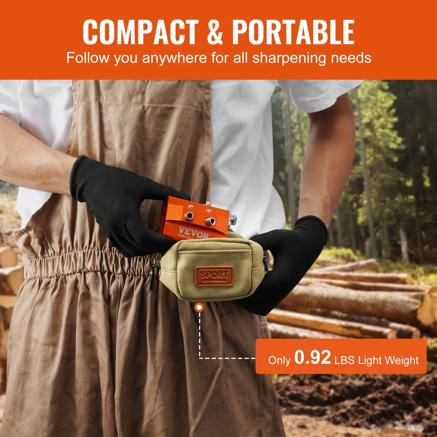 VEVOR Brousek na motorové pily Ručně zalomený ostřící přípravek pro řetězové pily Sada nářadí se 4 brusnými hlavami pro zahradníka Lumberjacka