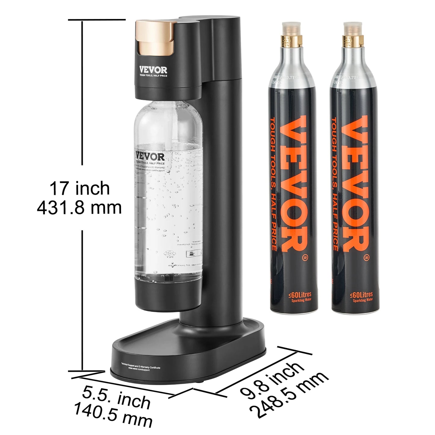 VEVOR Výrobník perlivé vody Soda pro domácí sycení vody Seltzer Starter Kit s běžnou šroubovací 60l lahví CO2