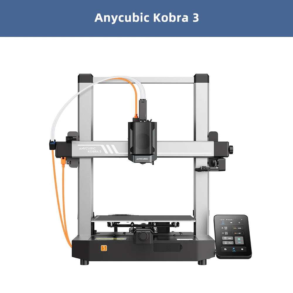 Vícebarevná 3D tiskárna ANYCUBIC Kobra 3 FDM Tisk ve 4 až 8 barvách s maximální rychlostí tisku 600 mm/s Velikost sestavy 250 mm x 250 mm x 260 mm
