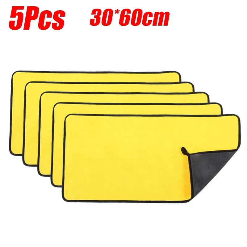 5ks automobilový ručník z ultrajemného vlákna zahuštěný čisticí hadřík na mytí a sušení automobilů měkký a vysoce absorpční