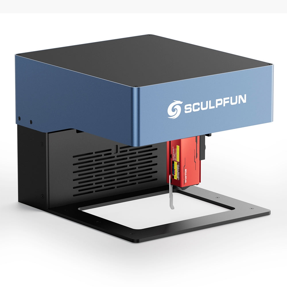 SCULPFUN iCube Pro Max 10W Laser Engraver, 0.08mm Laser Spot, 10000mm/min Engraving Speed, 32-bit Motherboard, Replaceable Lens, Smoke Filter, Temperature Alarm, App Connection, 120x120mm