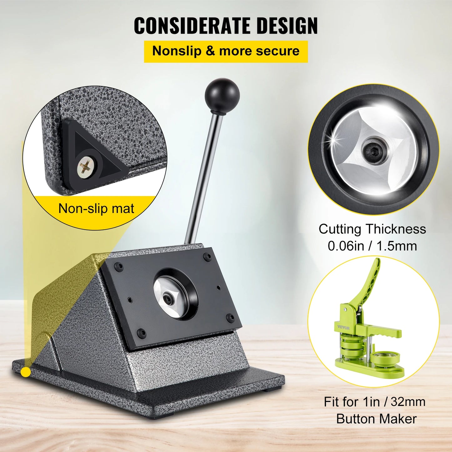 VEVOR 32/44/75MM Ruční kruhová řezačka na papír s kulatým odznakem Vlastní kruhová grafická děrovací vysekávací nástroj pro stroj na výrobu knoflíků