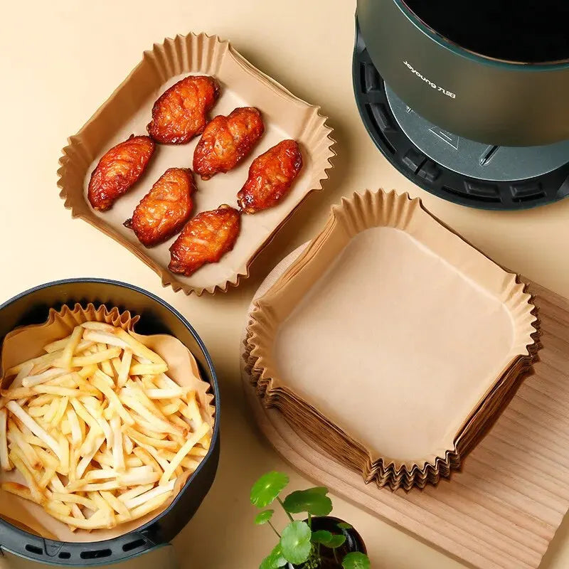 50ks/set Air Fryer Jednorázový papír Pergamen Parní hrnec na celulózu Cheesecake Air Fryer Příslušenství Pečicí papír pro vzduchovou fritézu